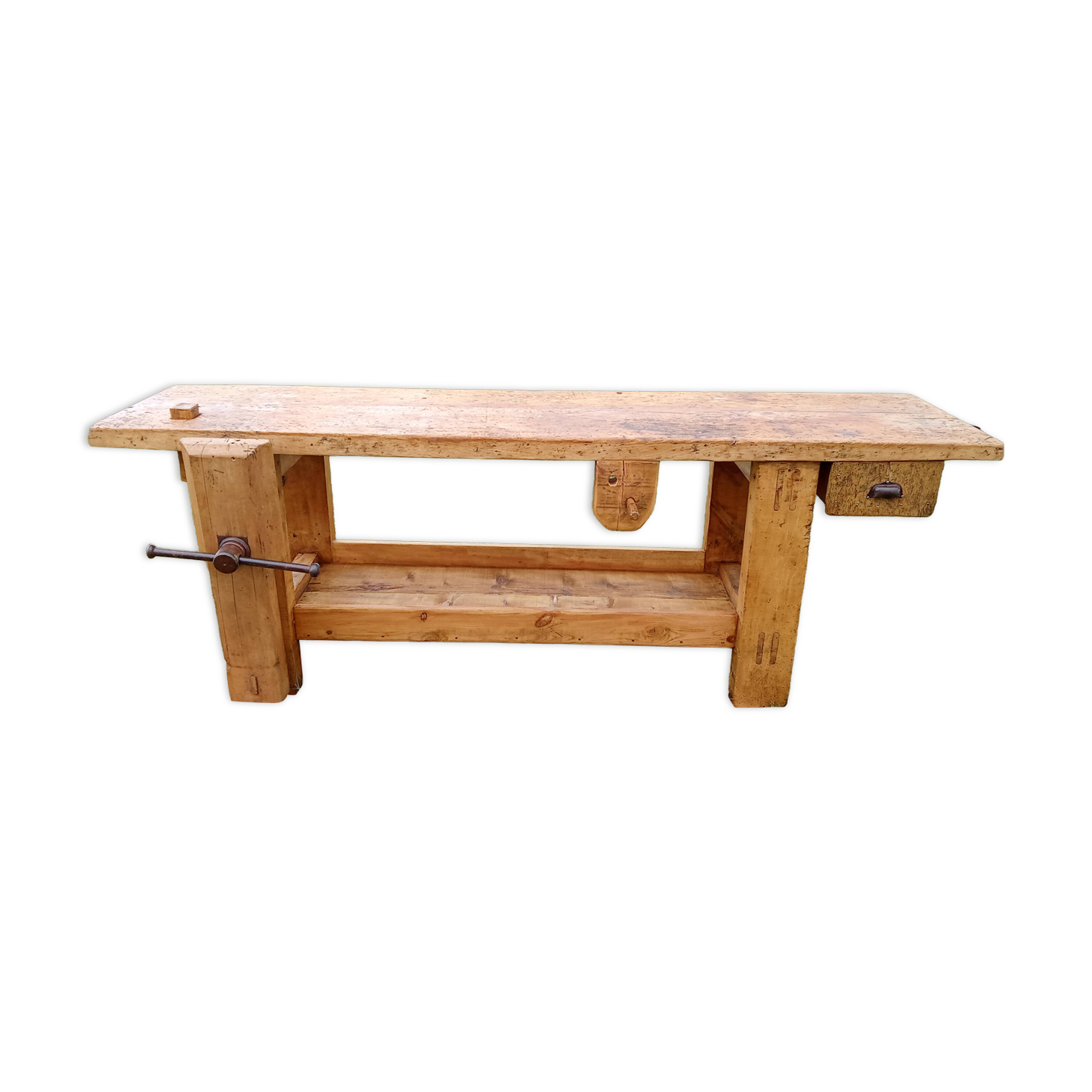 Old solid wood carpenter's workbench