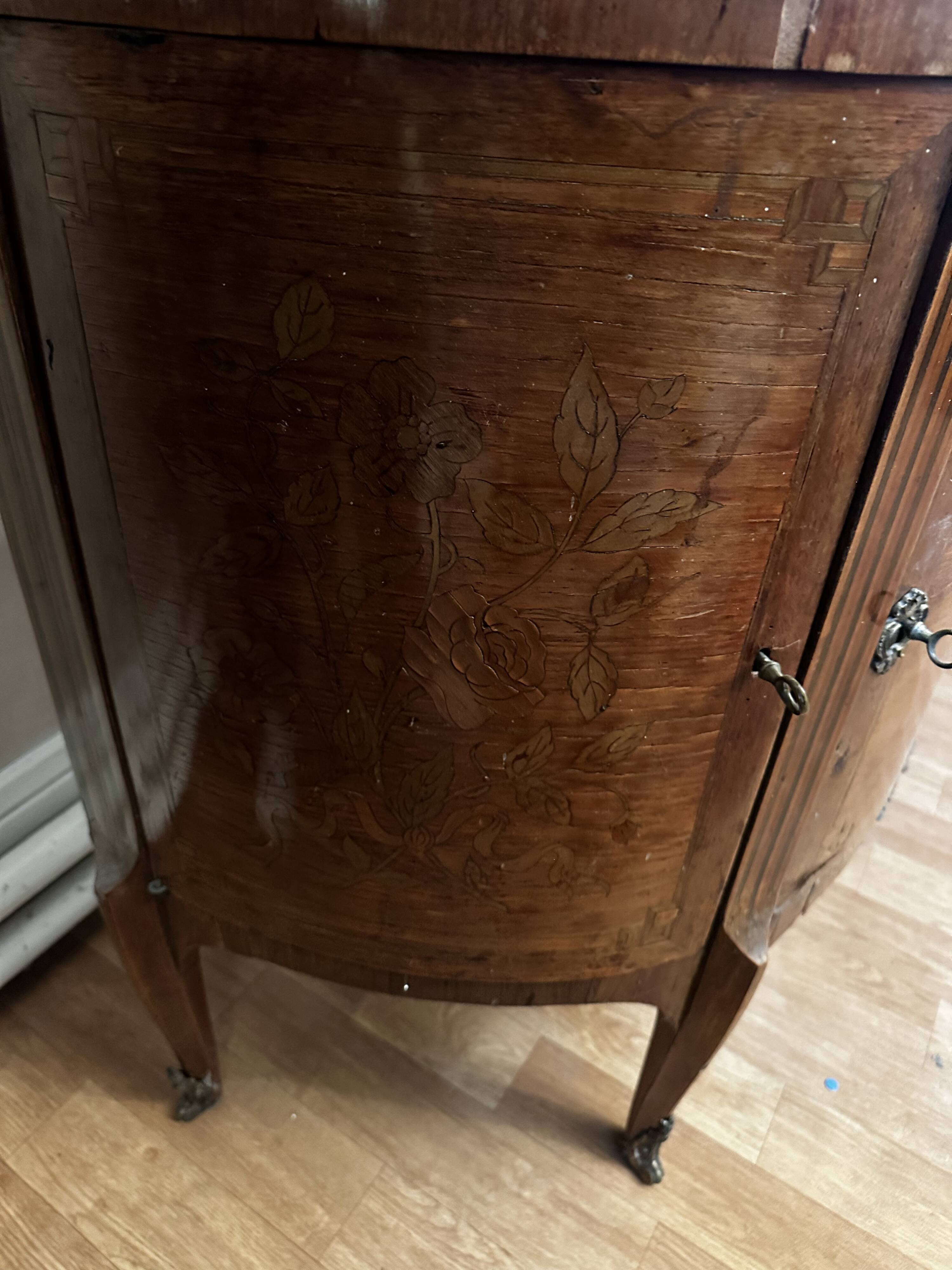 Louis XVI Style Half-Moon Chest of Drawers with Marquetry