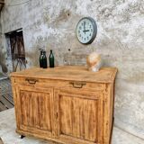 Old cabinet, workbench, kitchen island counter on casters