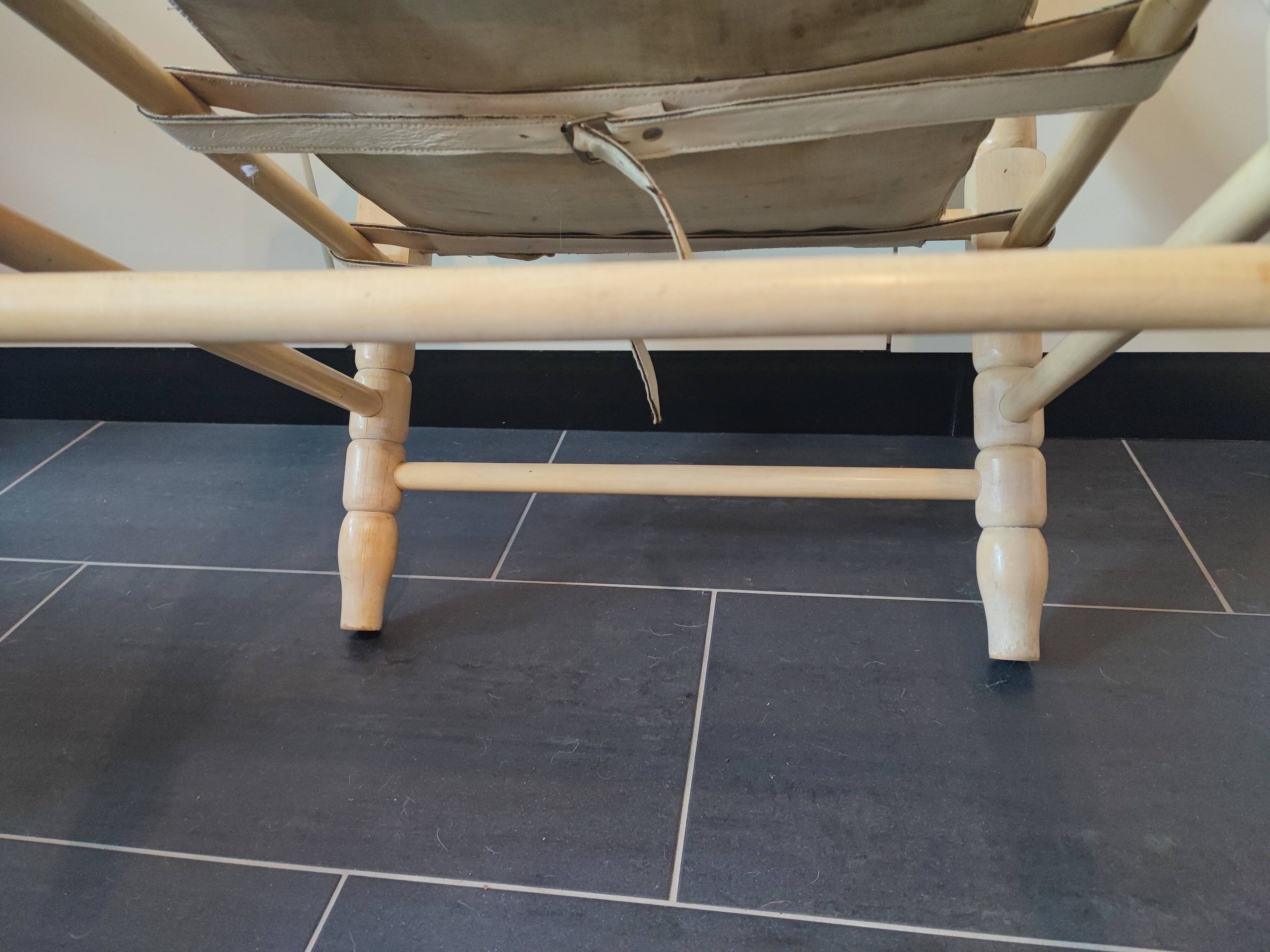 White leather safari armchair