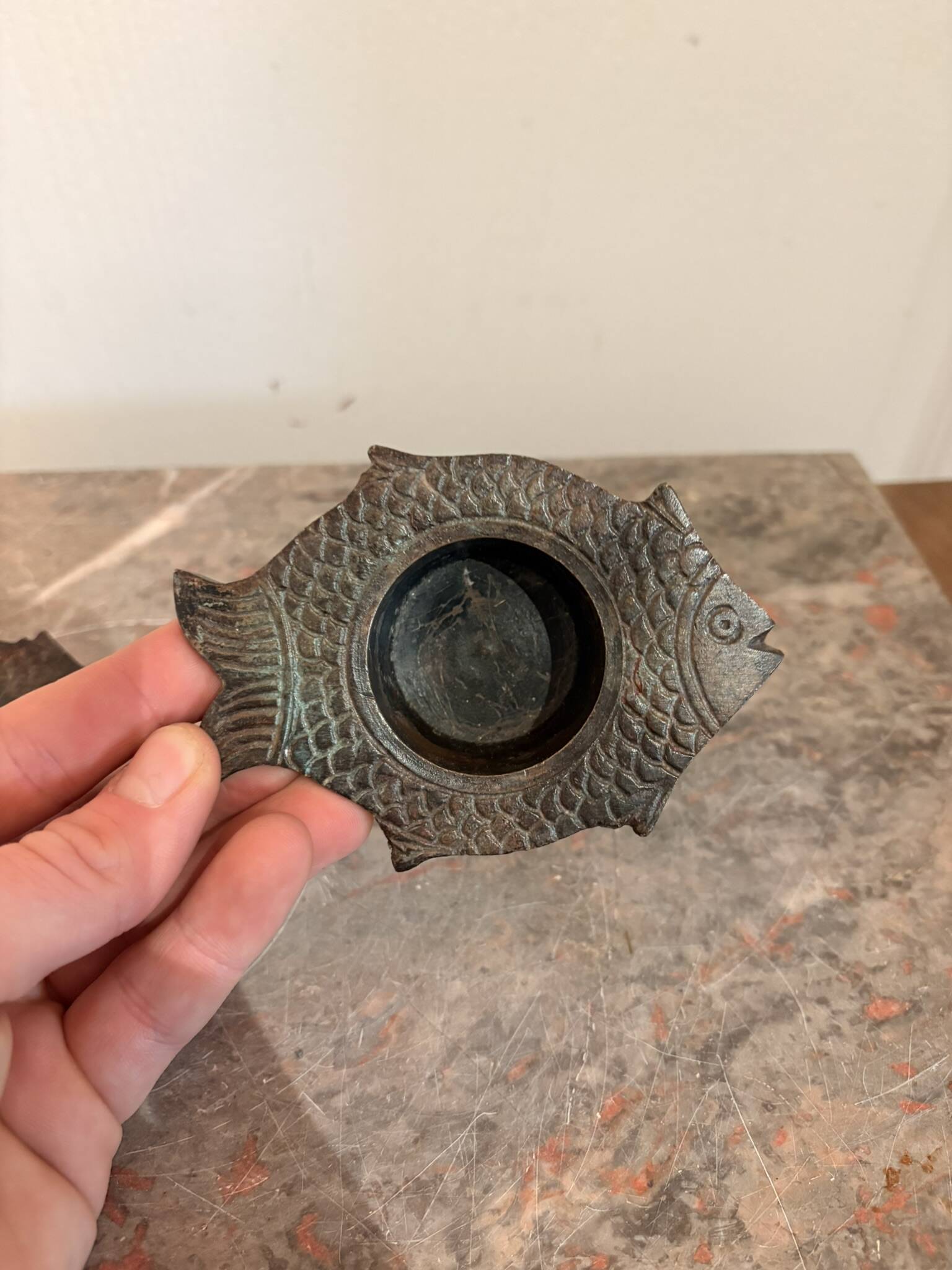 Indian Nepalese Buddhist Bronze Fish Vishnu Candle Holder Lantern