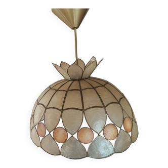 Lampe suspendue vintage en nacre