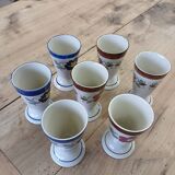 7 old glazed stoneware mazagrans