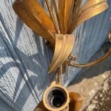 Pair of wall sconces in the shape of a wheat sheaf with two lights.