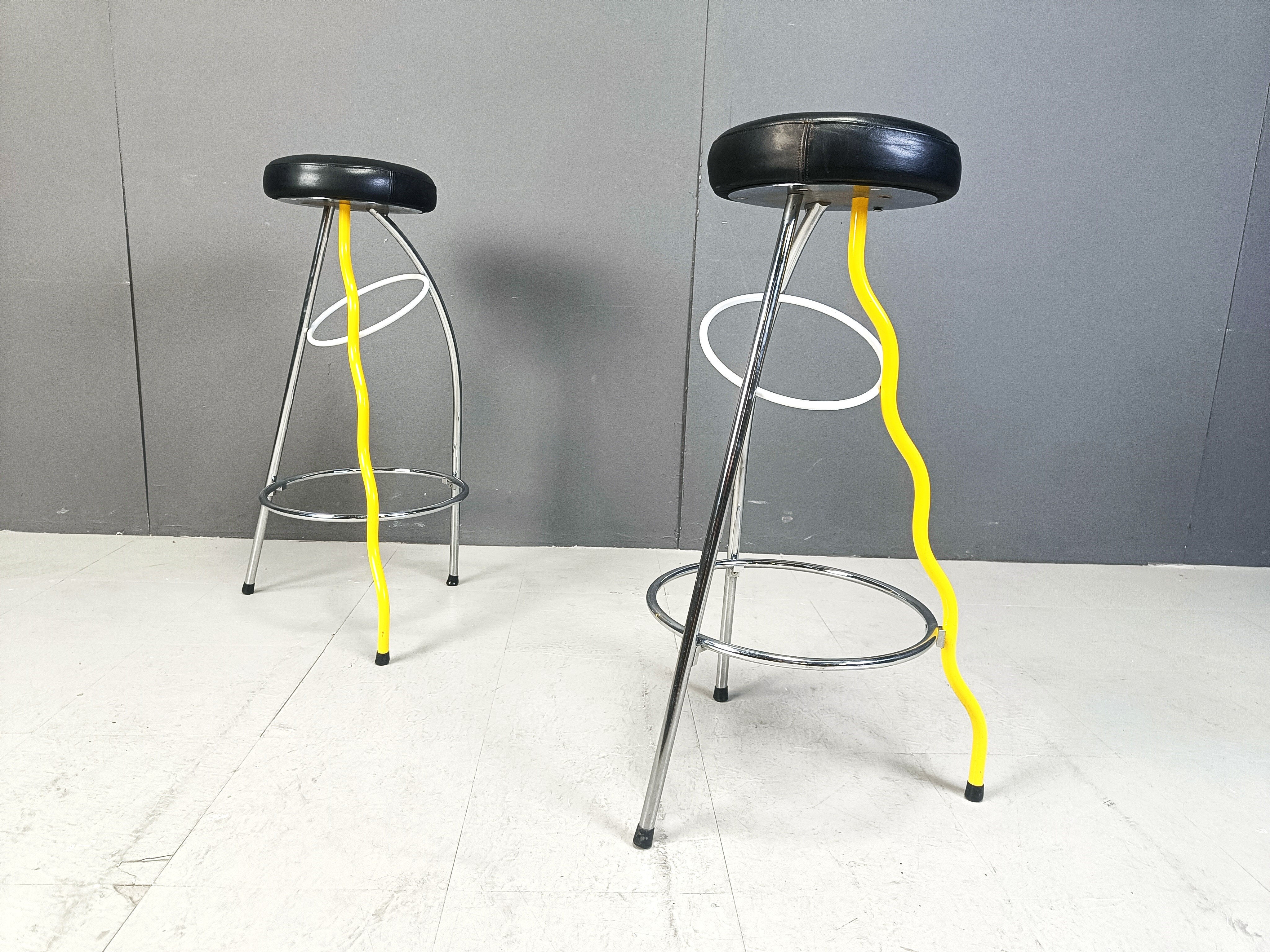 Pair of Duplex stools by Javier Mariscal for BD 1980s Memphis