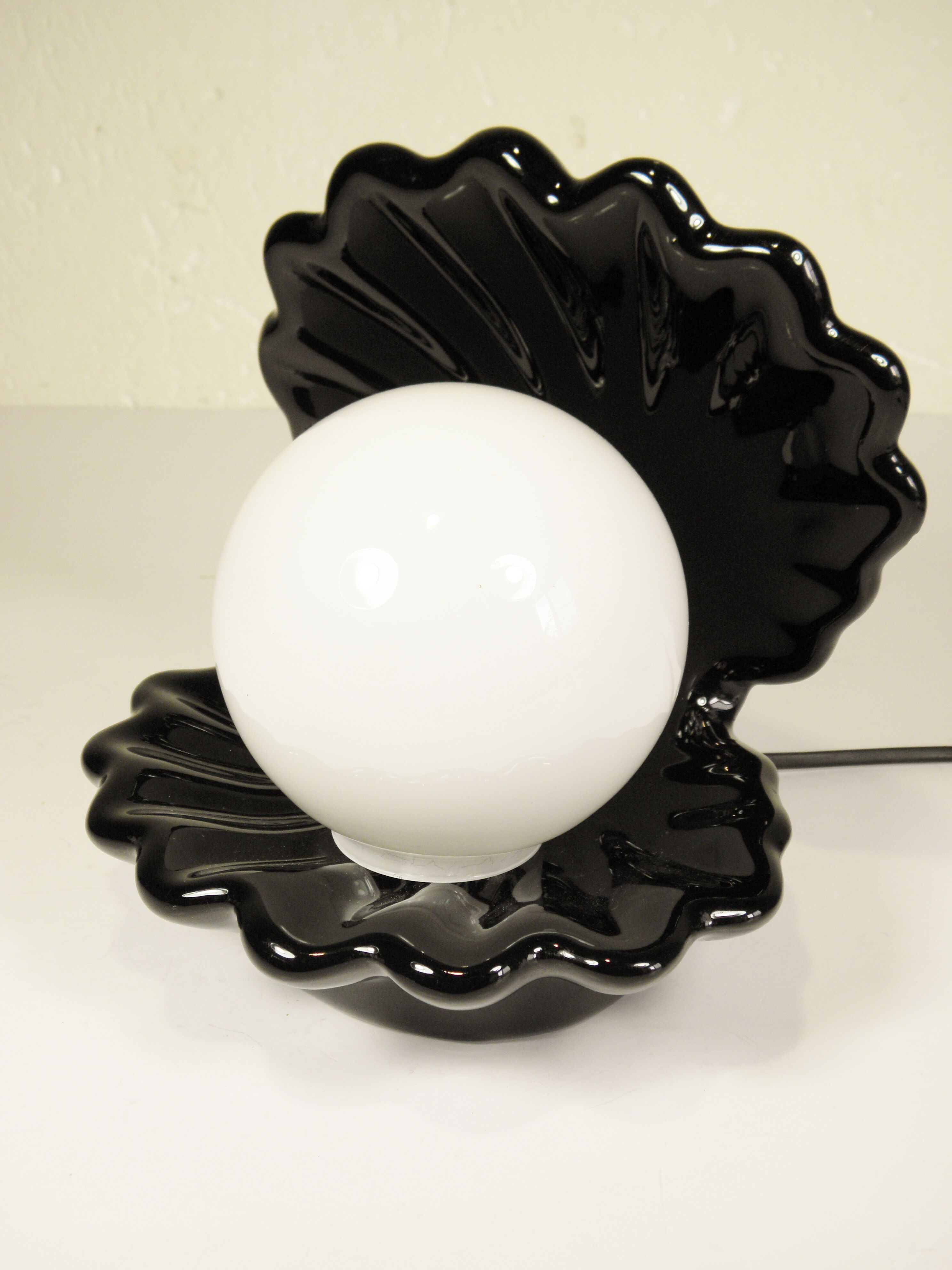 Lampe Coquille céramique et opaline