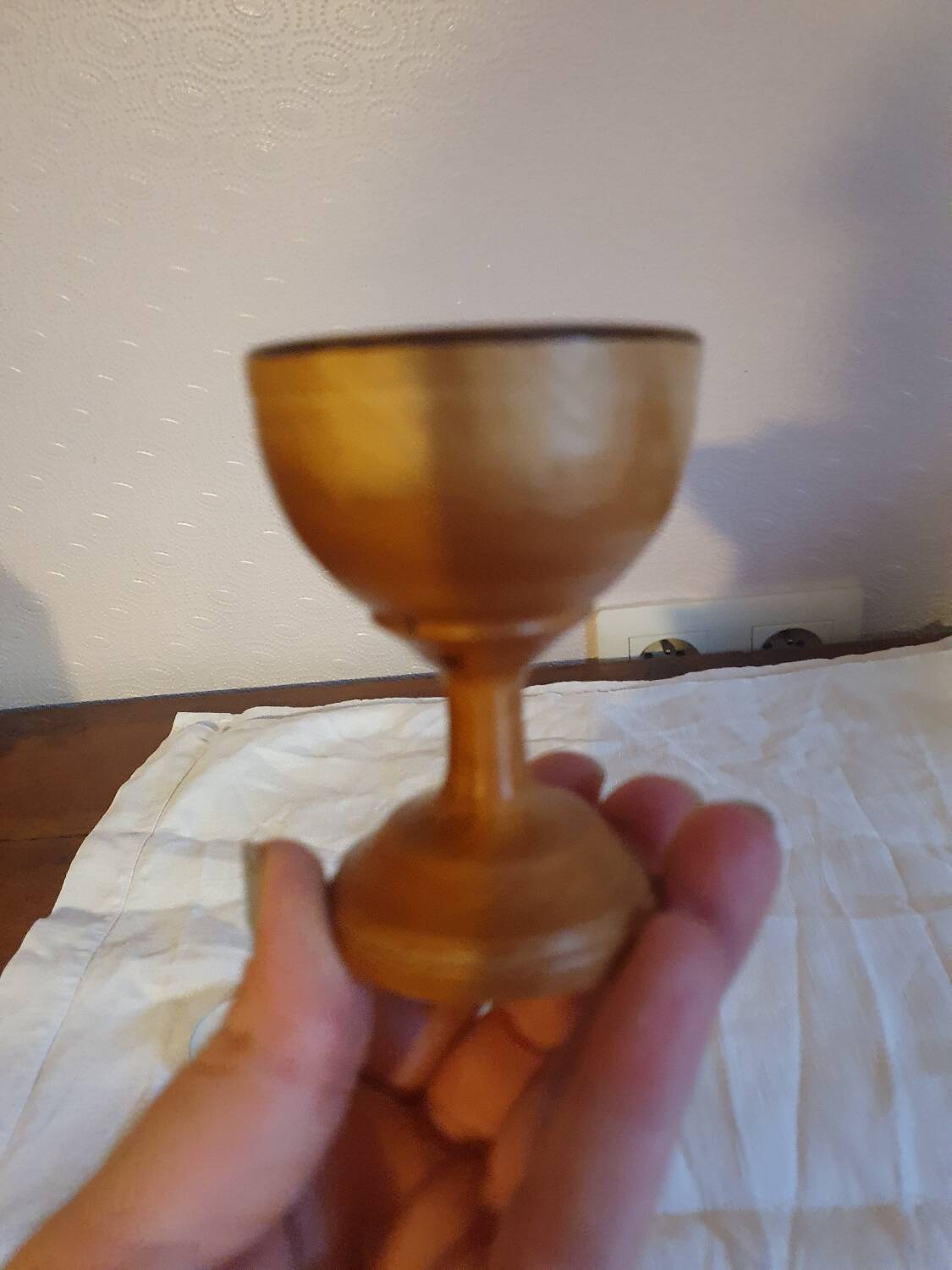 Vintage turned wooden candle holder