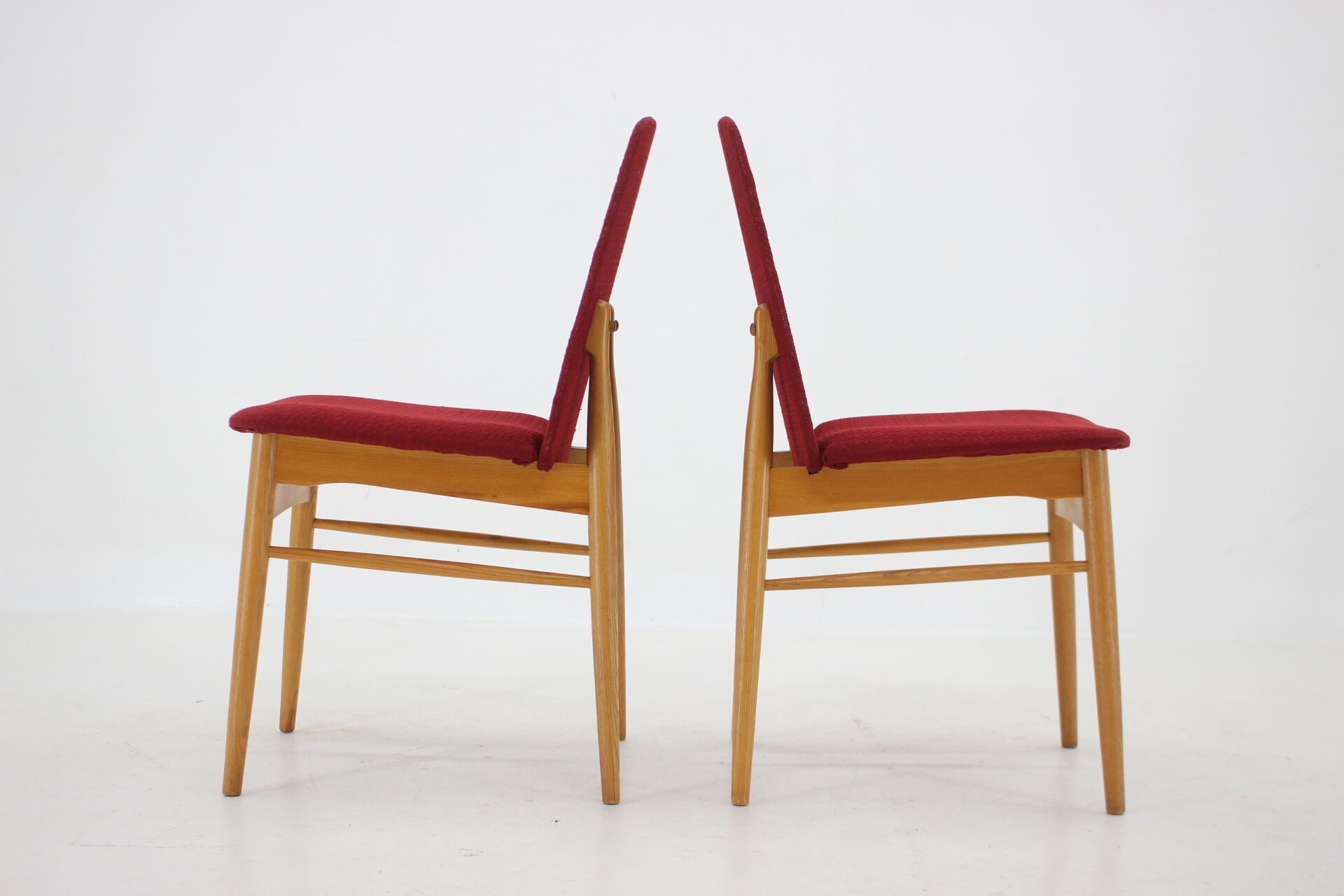 1960s set of 6 ash dining chairs, Czechoslovakia