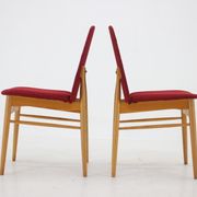 Ensemble de 6 chaises de salle à manger en frêne des années 1960, Tchécoslovaquie