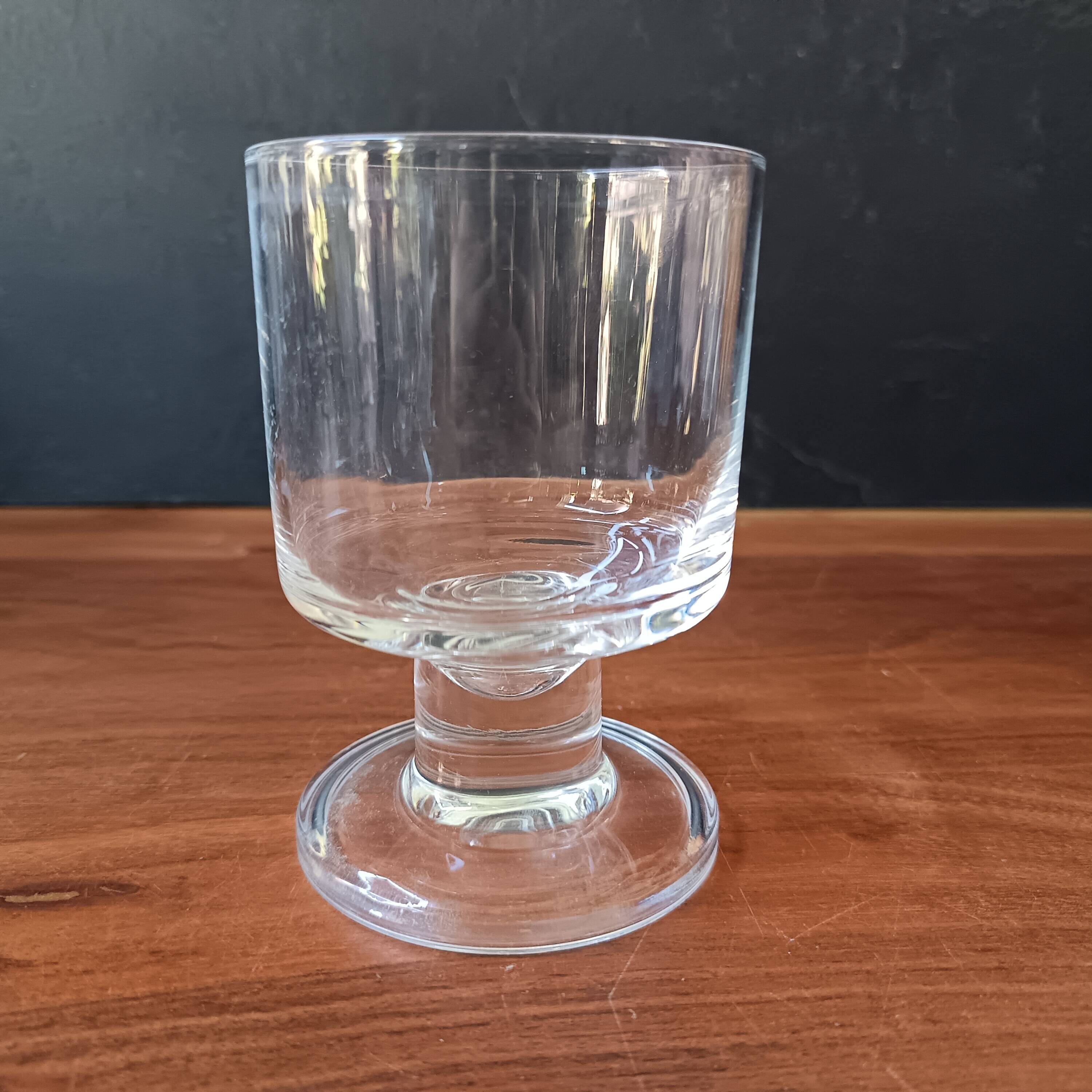 6 vintage thick base transparent goblets