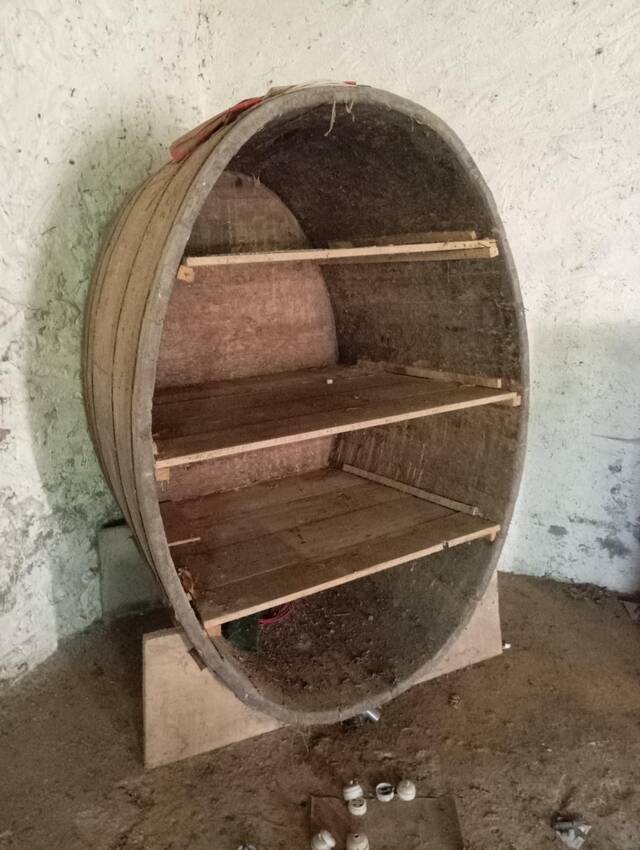 Wine cellar library in oak cask