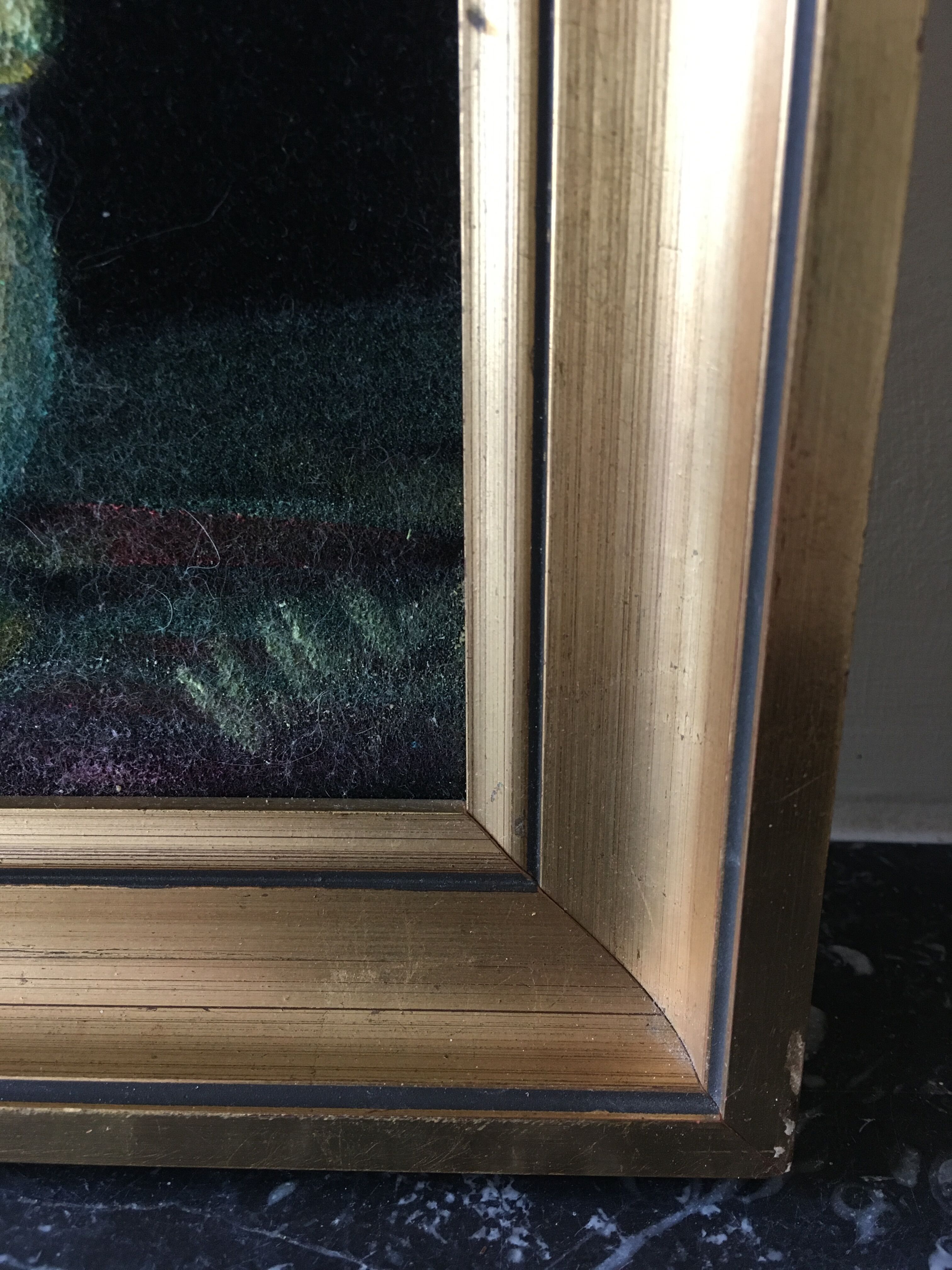 Painting bouquet of white flowers golden frame