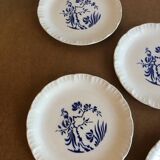 Set of 8 Digoin dessert plates blue white birds paradise model