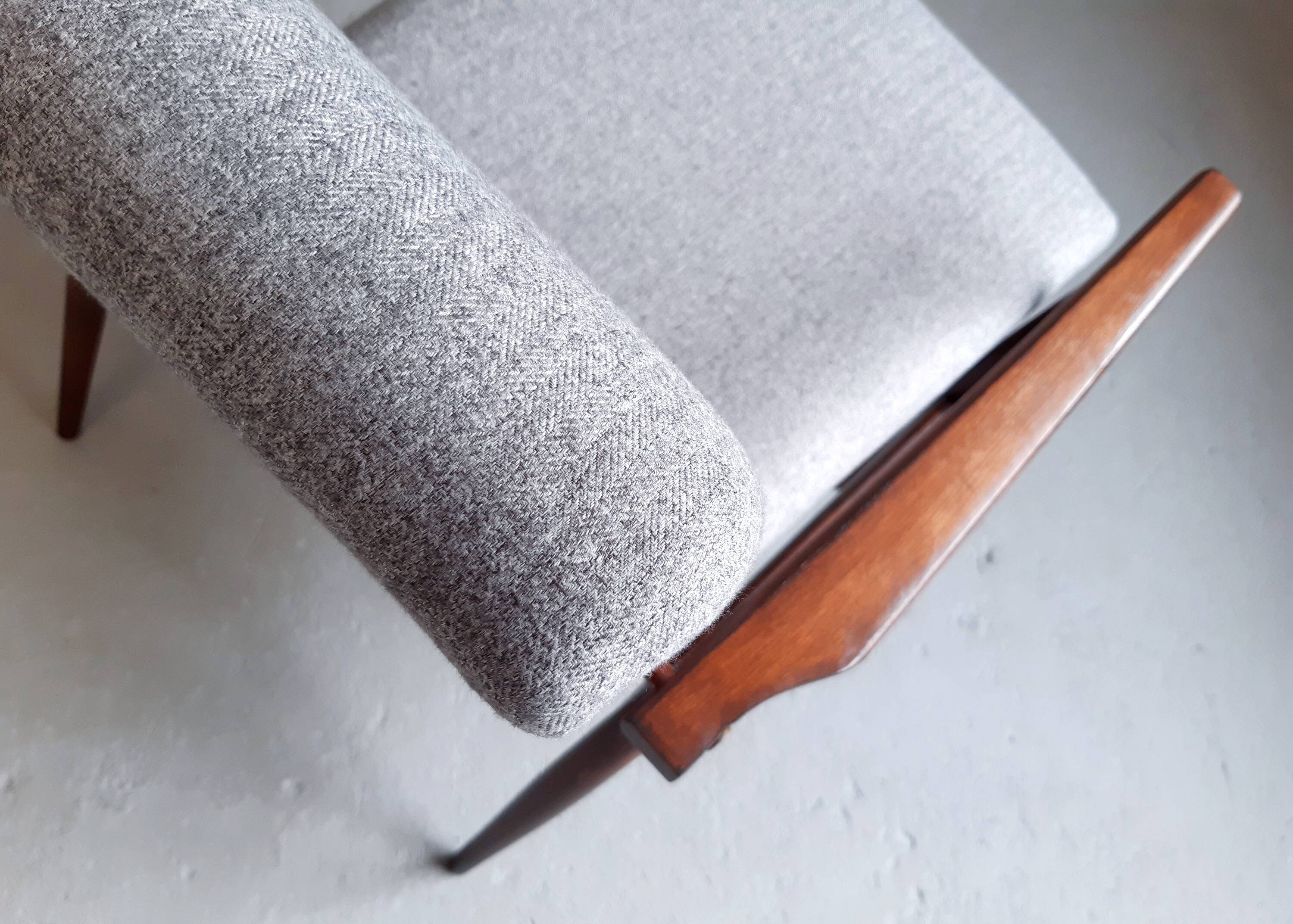 1960 henryk lis mid century armchair in grey tweed