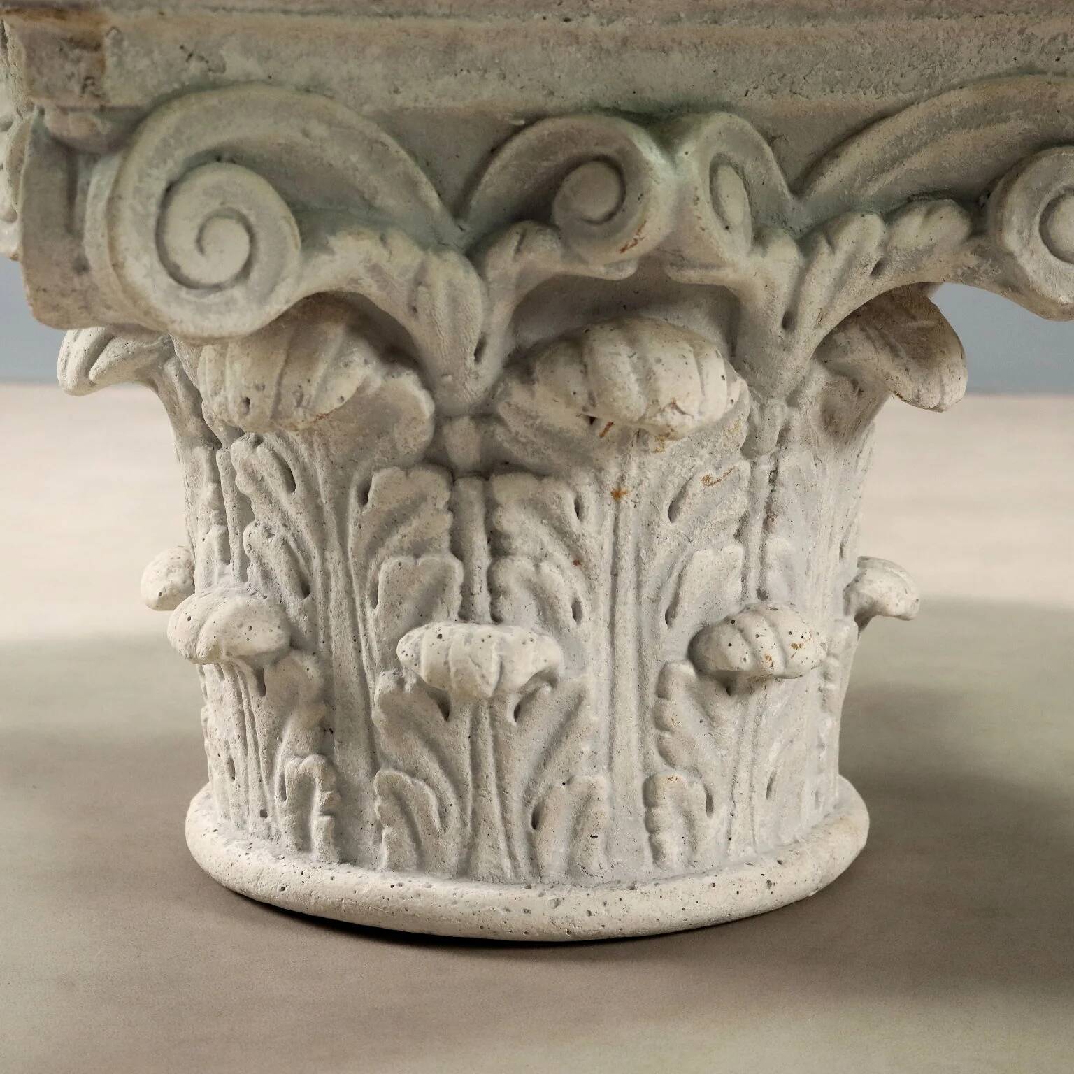 Small antique table in glass and stoneware, Italy, 20th century.