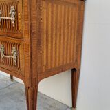 Commode sauteuse Louis XVI en marqueterie 19ème