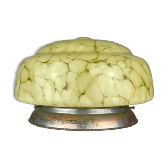 Yellow glass ceiling lamp Art Deco, 1950s