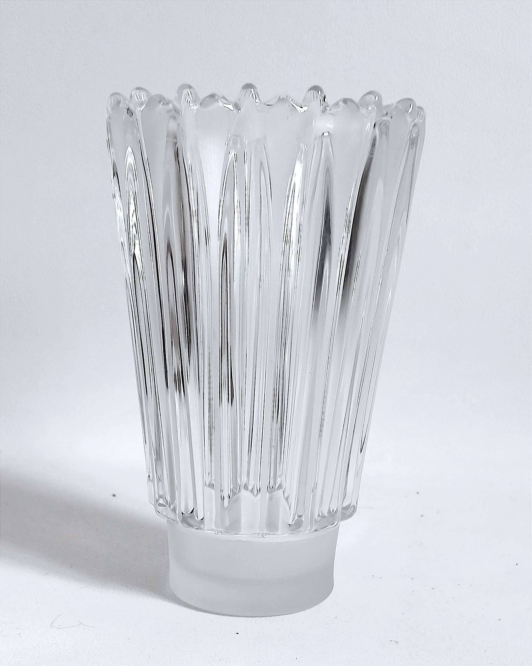 Molded pressed glass vase 1960s Height 22 cm