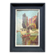 Barge on Lake Como, oil on panel, R. Corvisy, 20th century