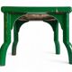 Antique Painted Accent Table with Vintage Floral Top, Bohemian Style