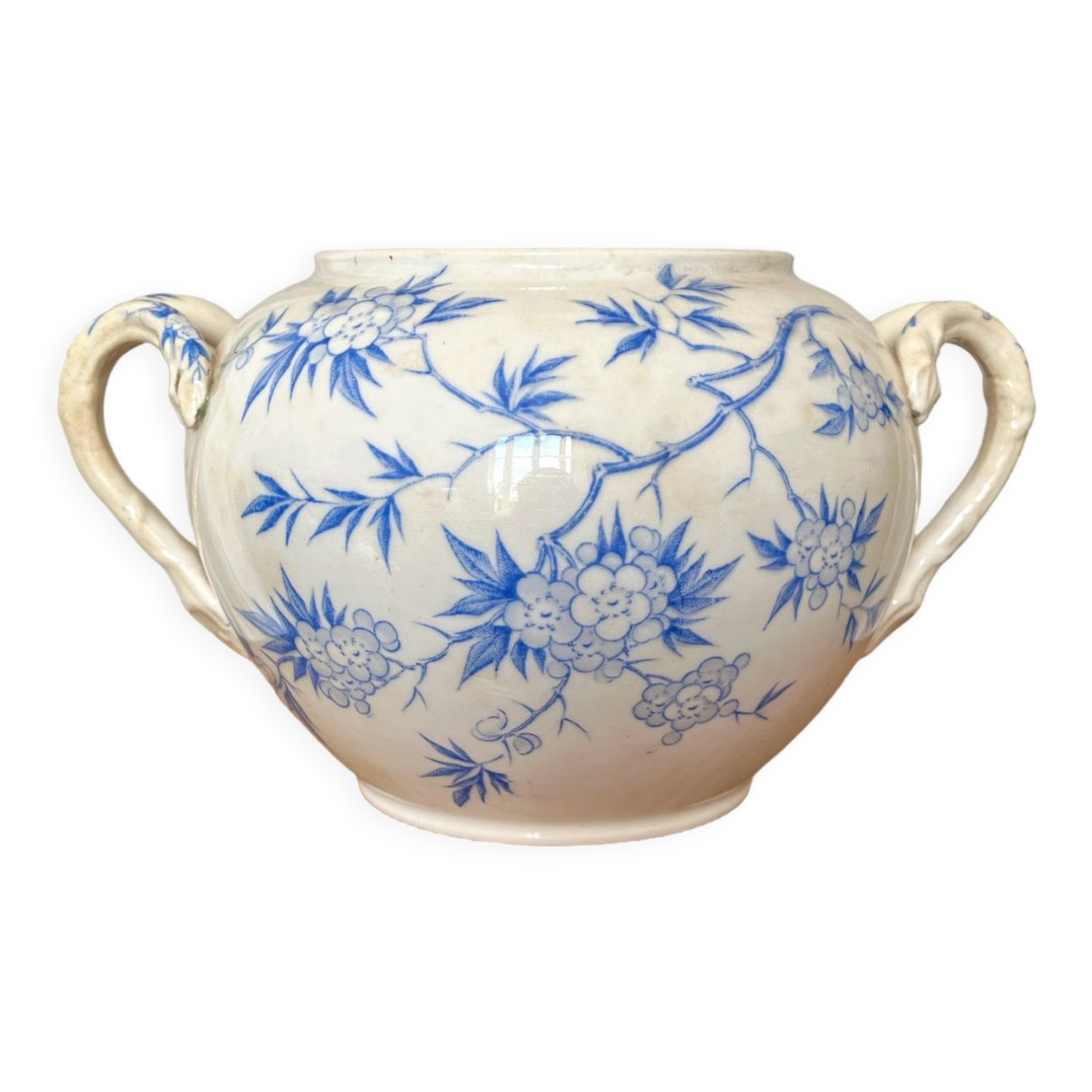 Ironstone sugar bowl with a spiky pattern, Sarreguemines, late 19th century