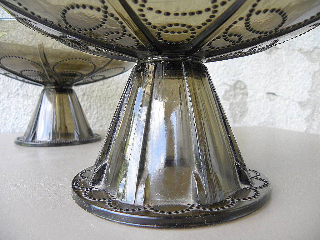Pair of tazza glass compote cups, circa 1950 - 1970