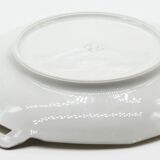 Ancien plat en porcelaine avec des roses et anses argentées