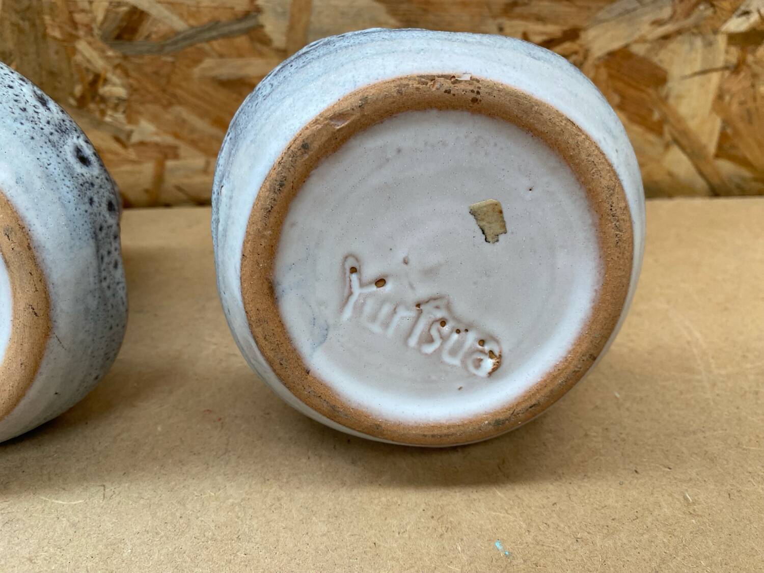 Pair of YURTSUA Candle Holders Vallauris Style Grey Ceramic Lava Vintage #B160