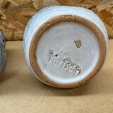 Pair of YURTSUA Candle Holders Vallauris Style Grey Ceramic Lava Vintage #B160