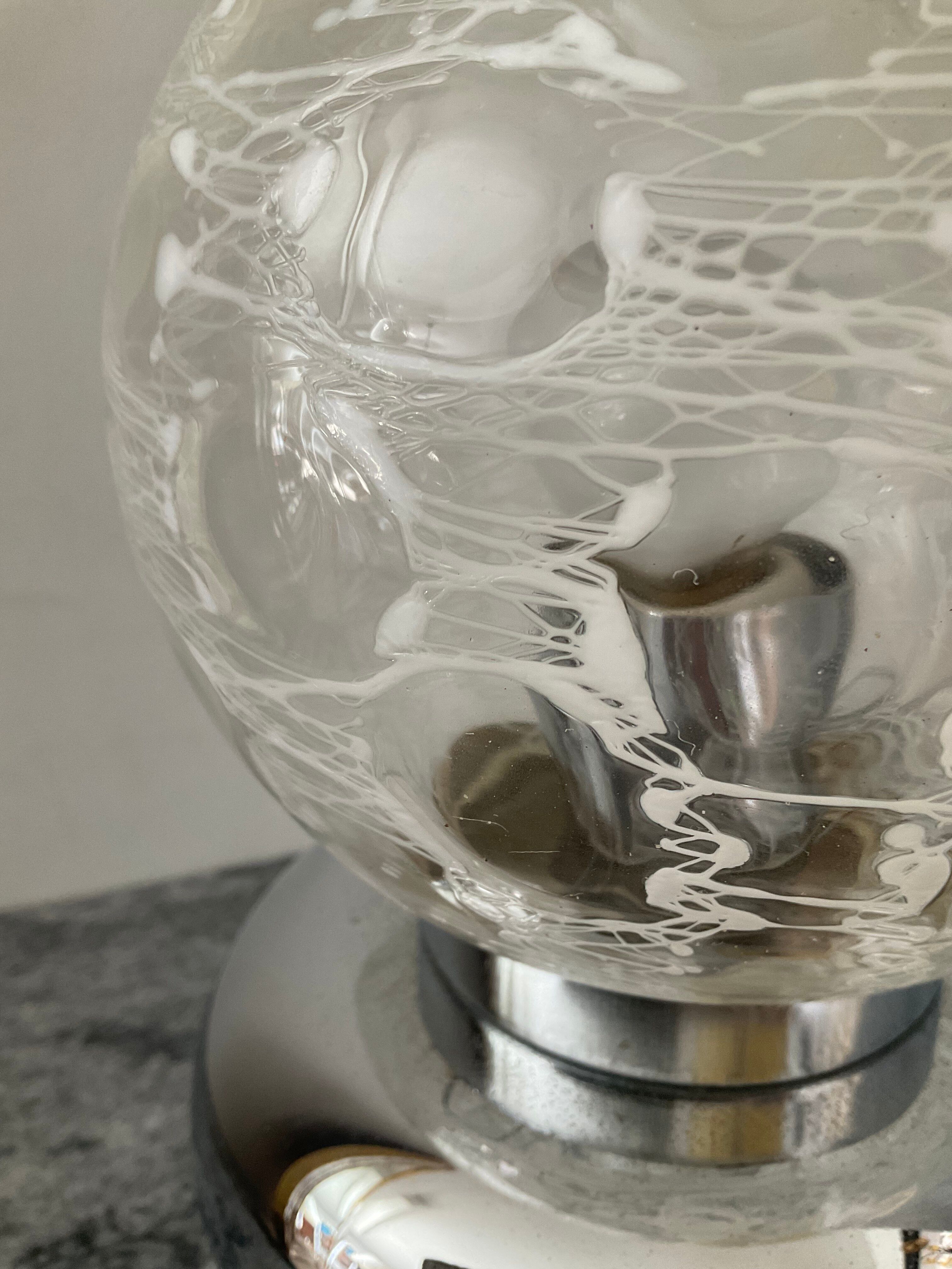 Space Age lamp in chrome metal and glass