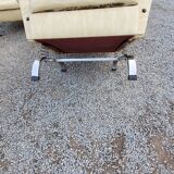 Armchairs and sofa of the 60s/70s in moleskine and chrome base on springs