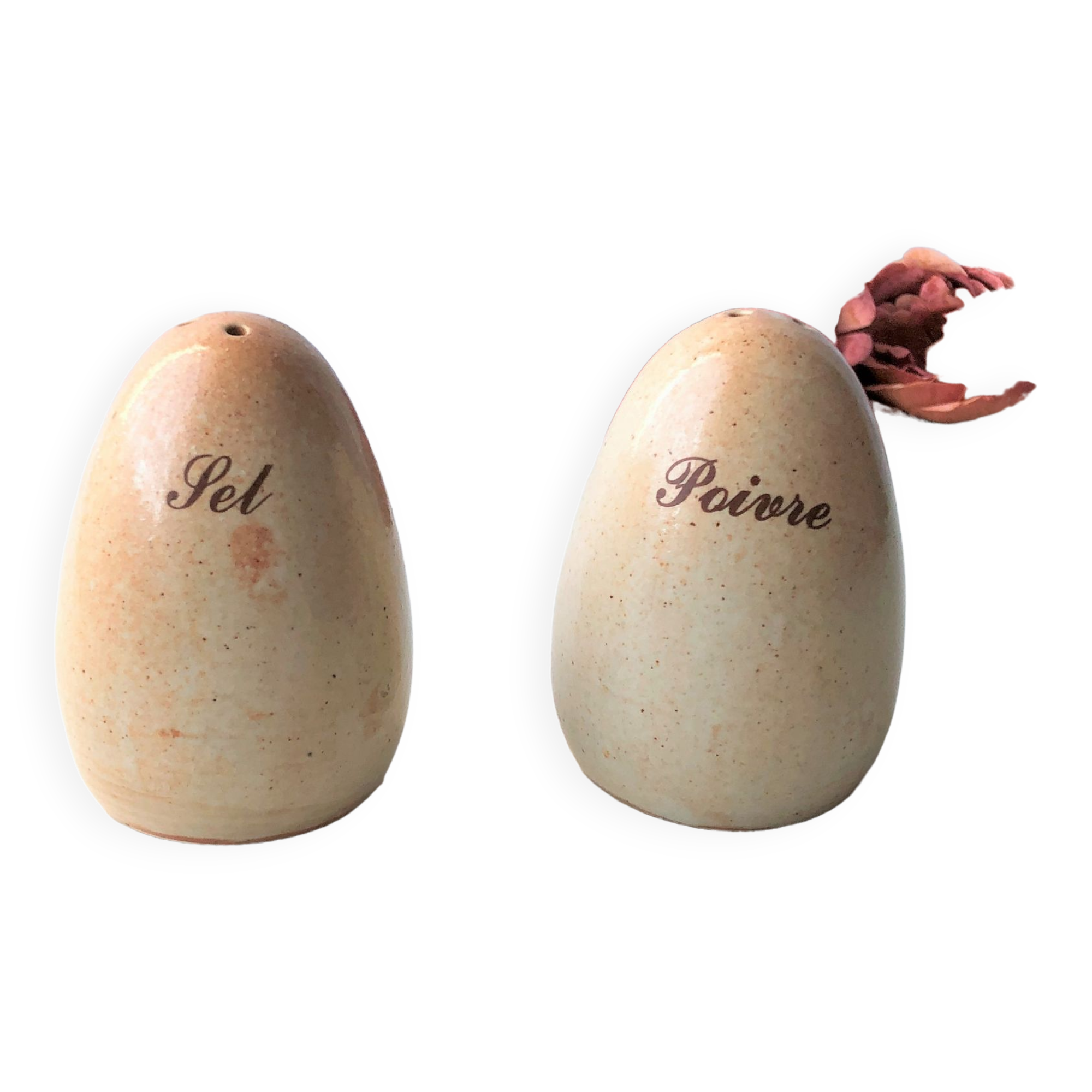 Salt shaker pepper glazed stoneware egg shape