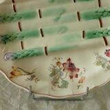 Assiette a asperges faience longchamp barbotine terre de fer