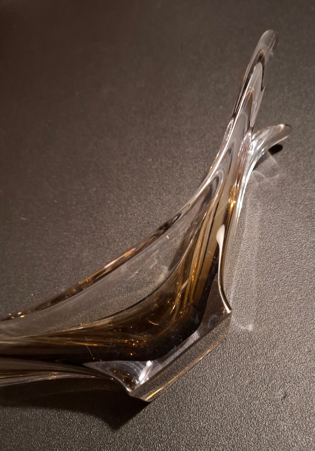 Smoked glass catchall from the seventies.