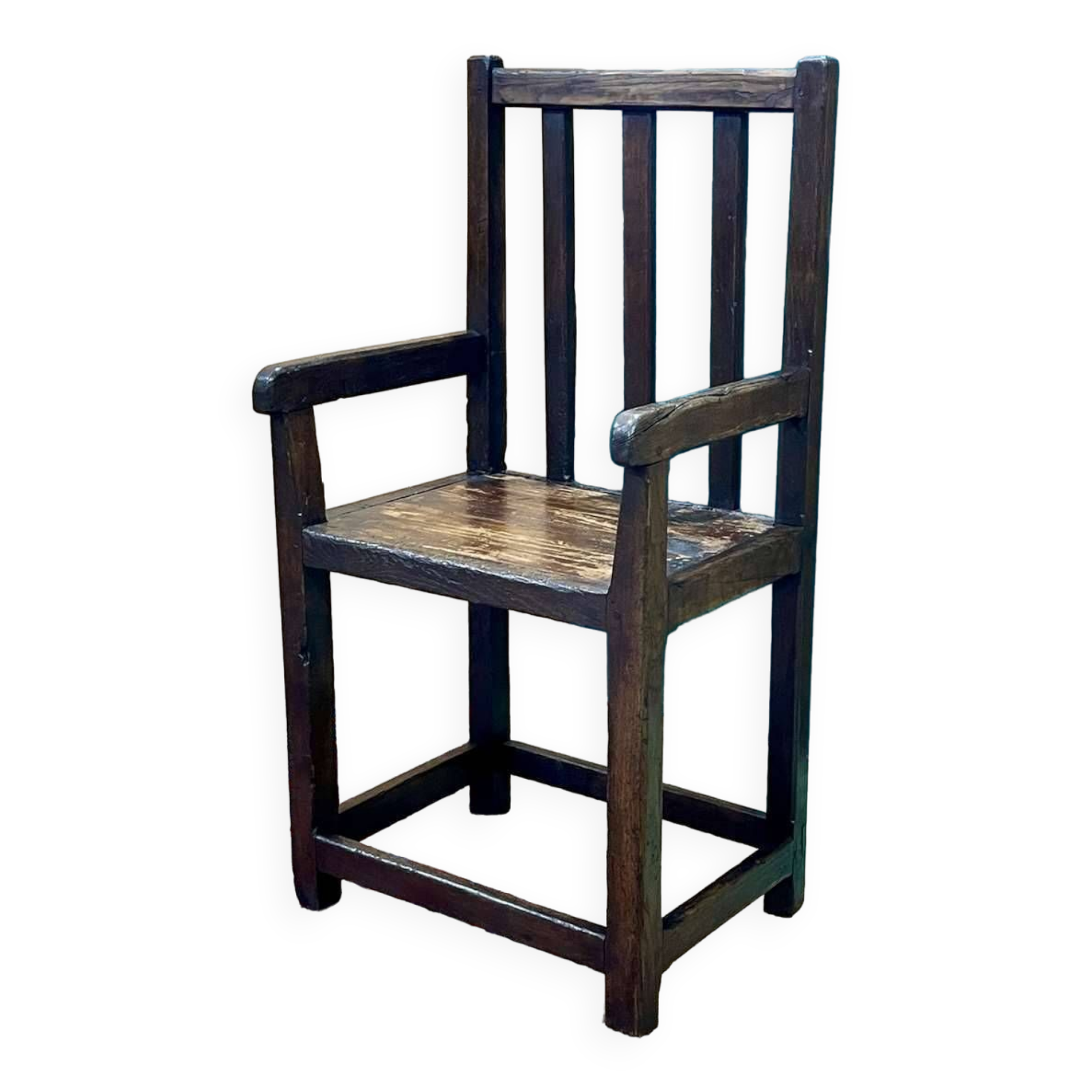 19th century Breton fireplace bench in oak, fir and chestnut