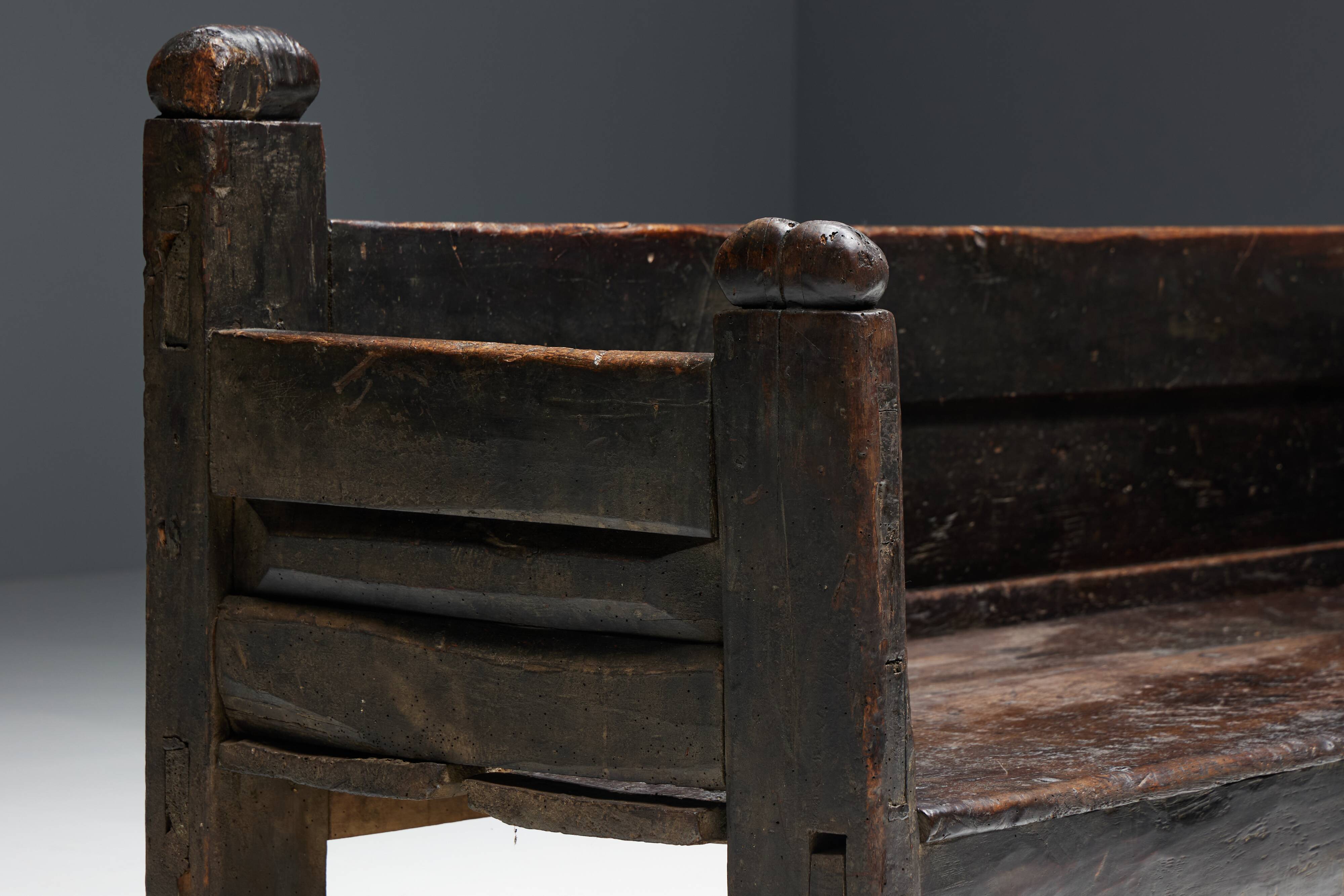 Banc Brutaliste Wabi Sabi, France, 19ème Siècle