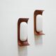 Pair of teak and opaline wall lamps by Goffredo Reggiani