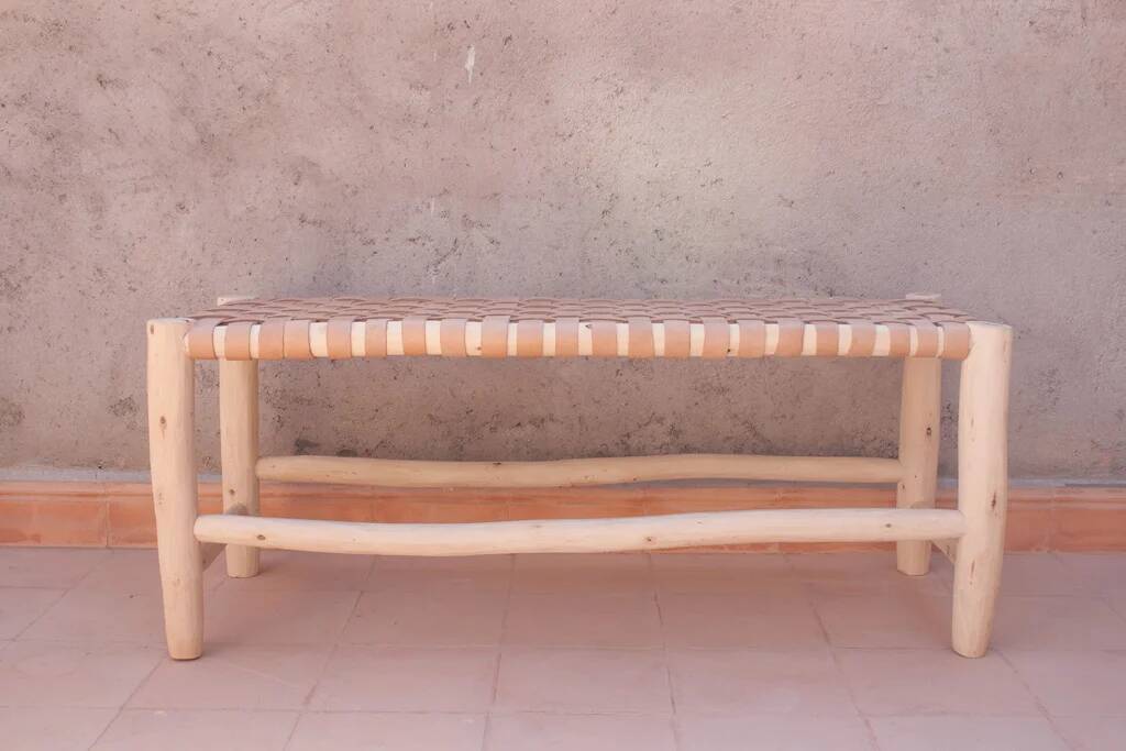 Moroccan leather bench