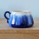 Service of 4 blue ceramic cups and saucers from the 1950s