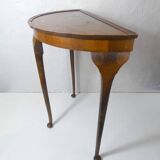 Old wooden half moon tripod console side table