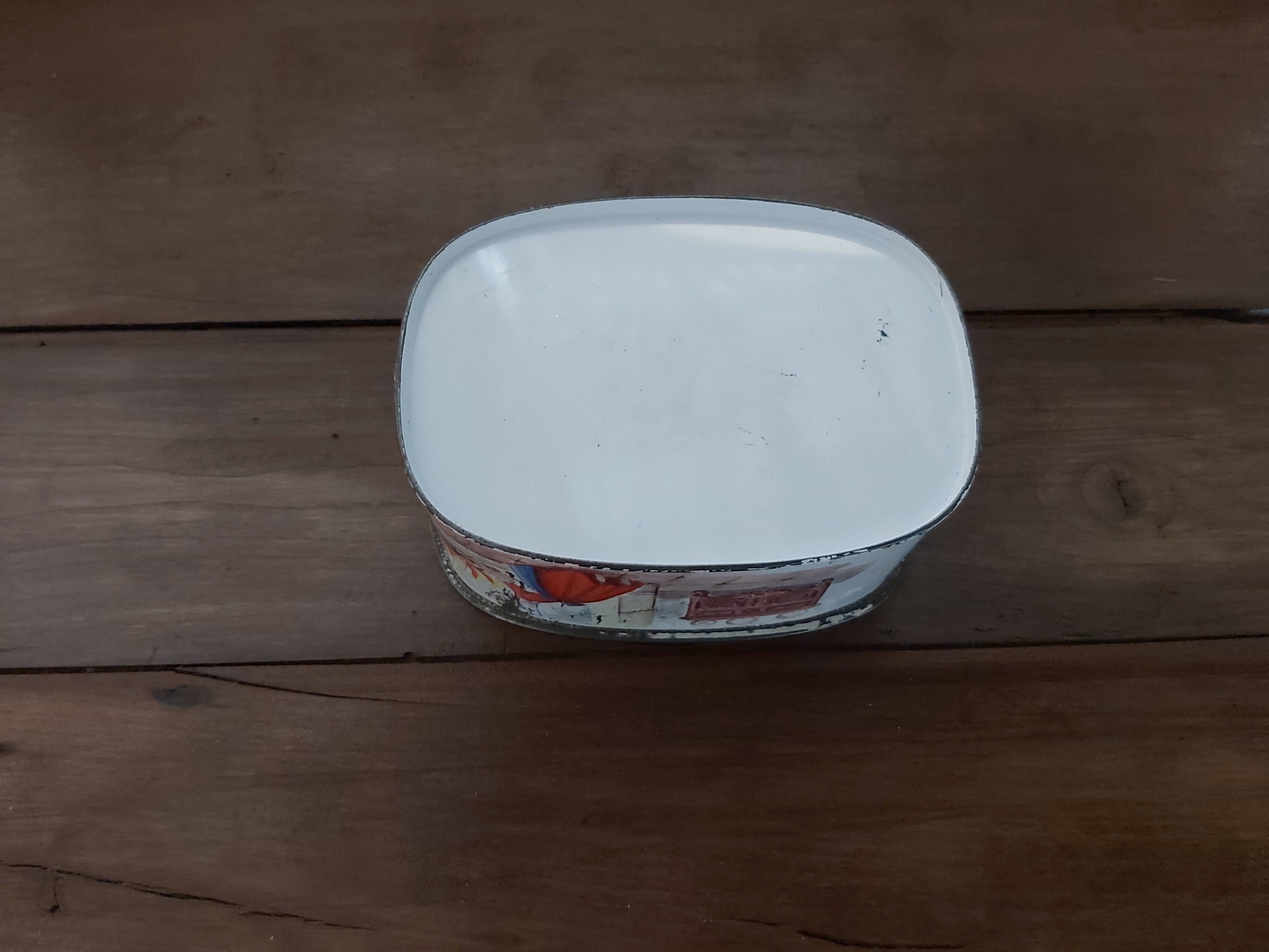 Antique metal box Columbine and Harlequin