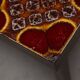 Wooden Veneer Low Side Table with Colourful Flower Ceramics Top, 1970s