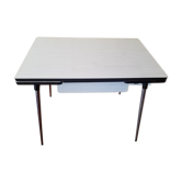 Table de cuisine ancienne vintage formica blanc de 1965