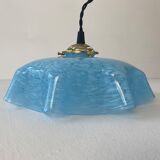 Old vintage suspension glass of blue Clichy