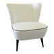 Vintage white cocktail chair in fabric and wood, shell backrest from the 1950s.