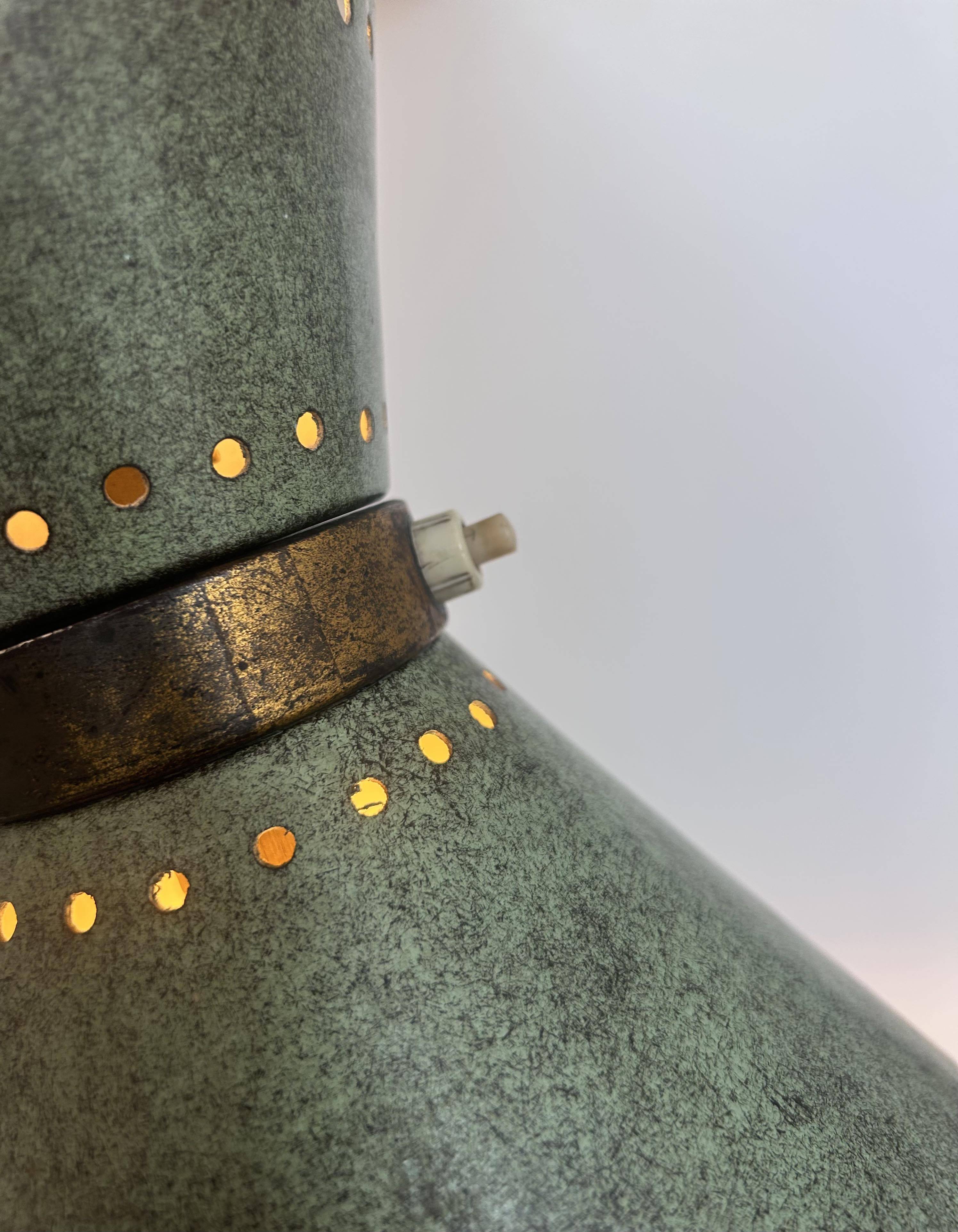 Vintage adjustable wall lamp, brass and patinated green, Italy 1950