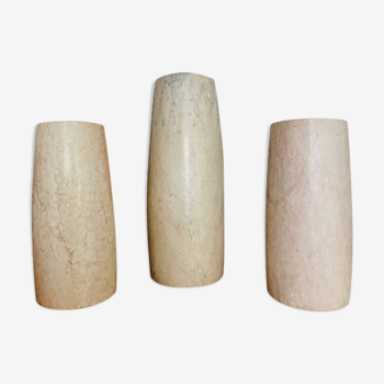 Trio of soliflores in rough cut stone