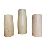 Trio of soliflores in rough cut stone