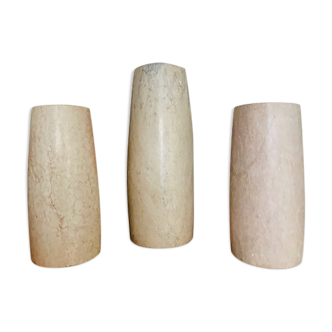 Trio of soliflores in rough cut stone