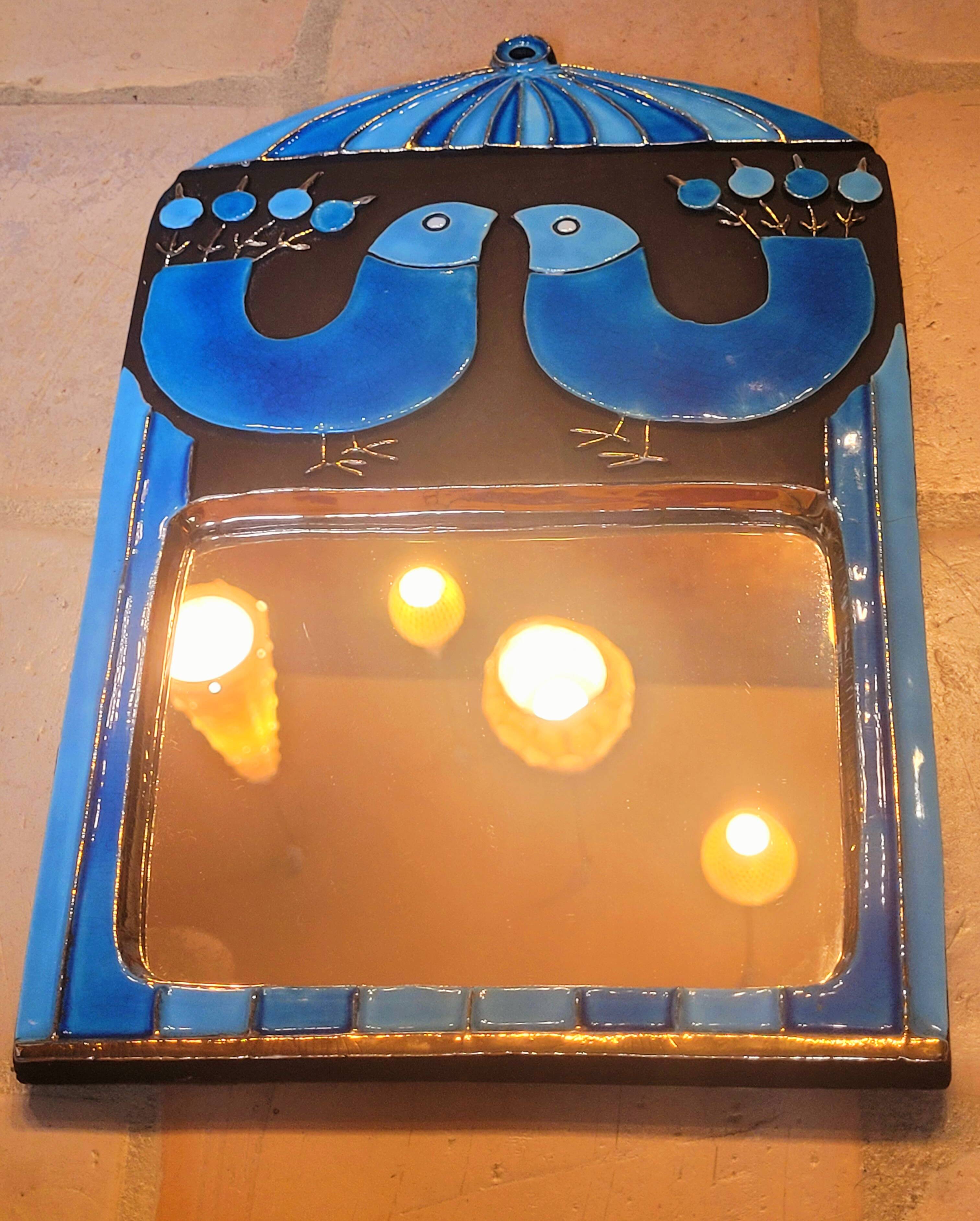 Ceramic mirror "cage" mithé espelt vintage 60s 70s
